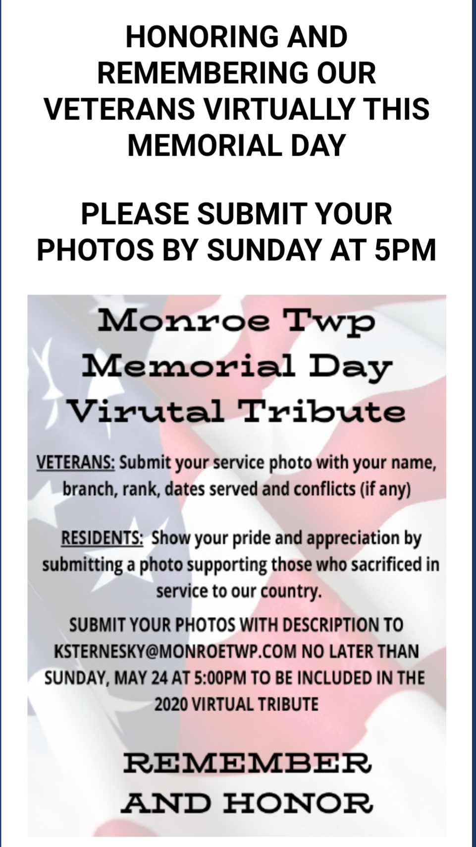 Monroe new COVID-19 cases under 10, officials collecting veteran service photos for virtual tribute