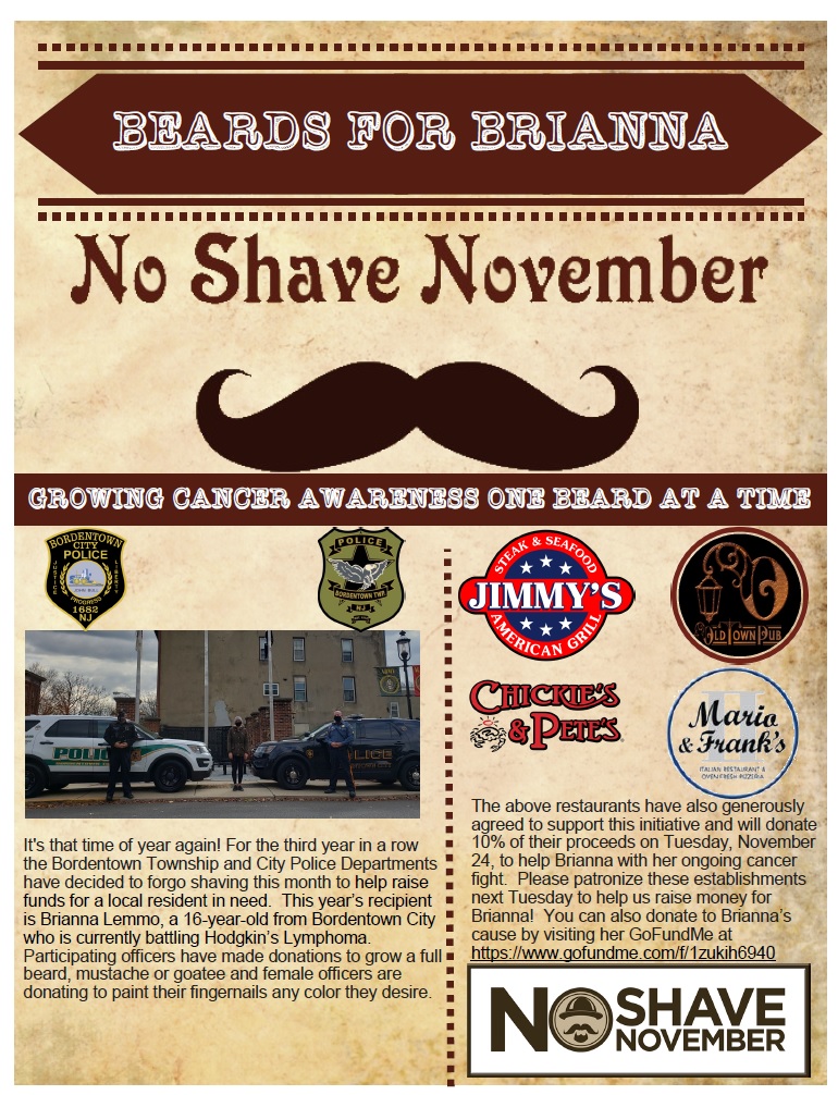 Bordentown Township, City police departments team up for No Shave November