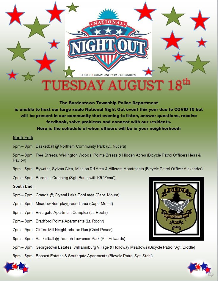 Bordentown Township Police Department looks to continue community policing efforts with National Night Out event