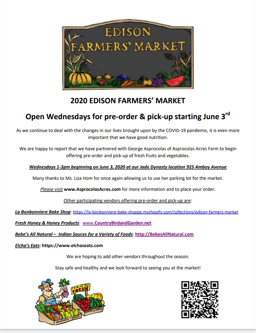 Edison new COVID-19 cases remain low, Edison Farmers Market opens from 1-3 p.m. today