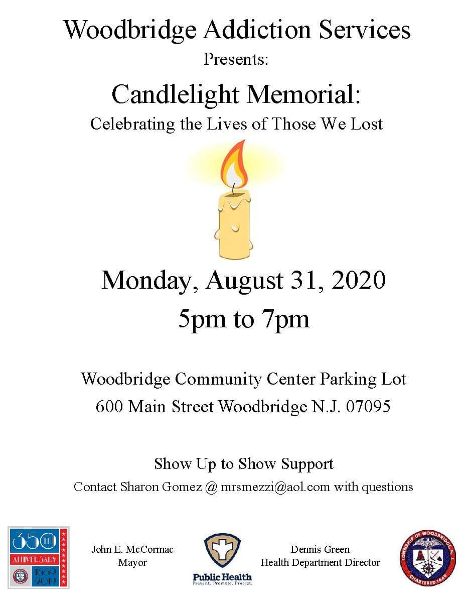 Woodbridge new COVID-19 cases remain low, township’s addiction services to hold candlelit vigil Aug. 31