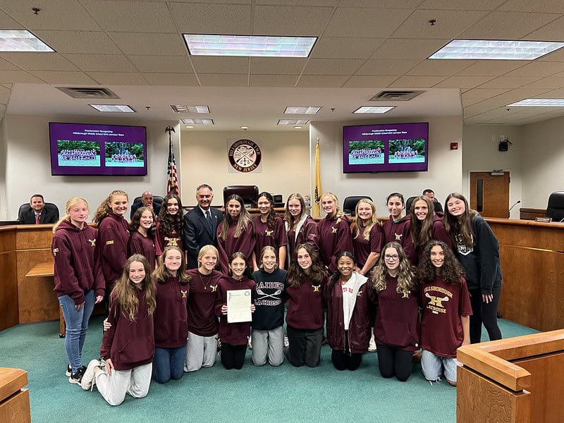 Officials recognize Hillsborough Middle School Lacrosse Team for undefeated season