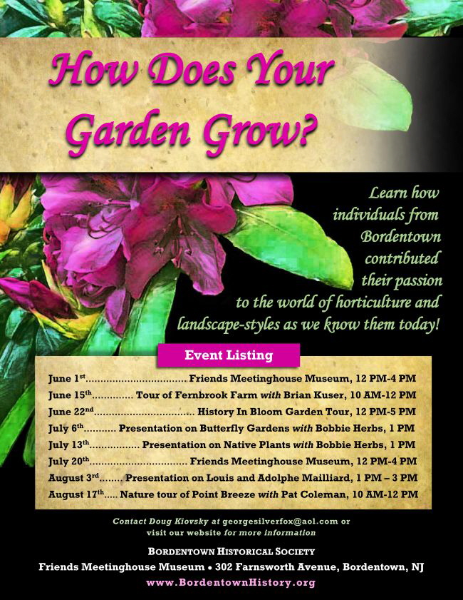 Bordentown Historical Society to hold two horticulture events