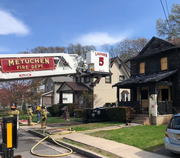 Metuchen Fire Department responds to a fire at Charles Street home destroyed by fire in January