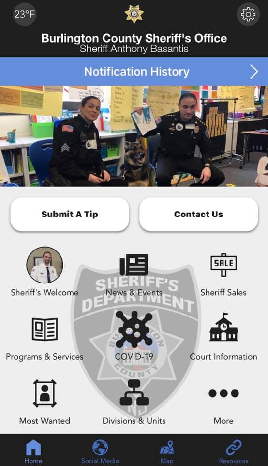 Burlington County Sheriff’s Department launches free smartphone app