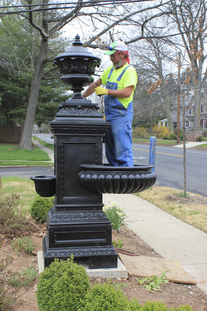 Metuchen horse trough is back in place