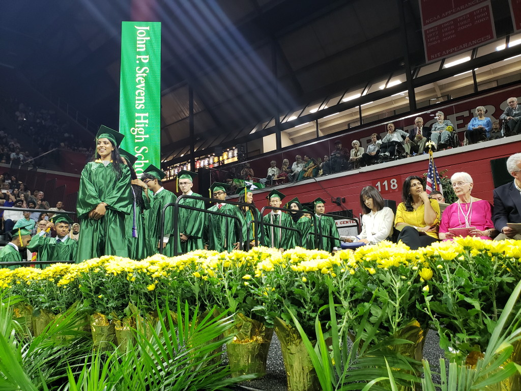 John P. Stevens Hawks fly during 54th commencement ceremony