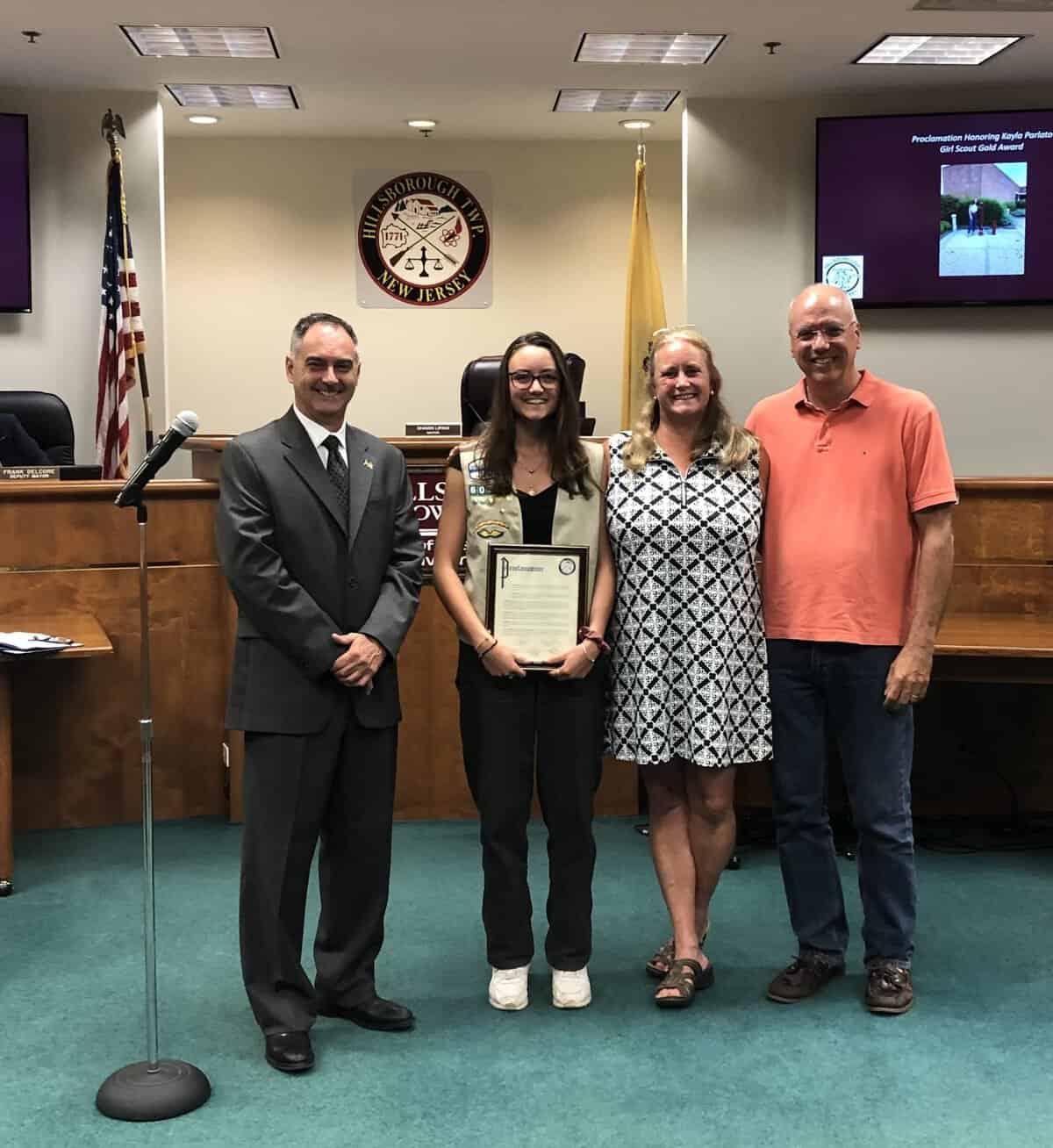 Gold Award recipients honored by Hillsborough Township Committee