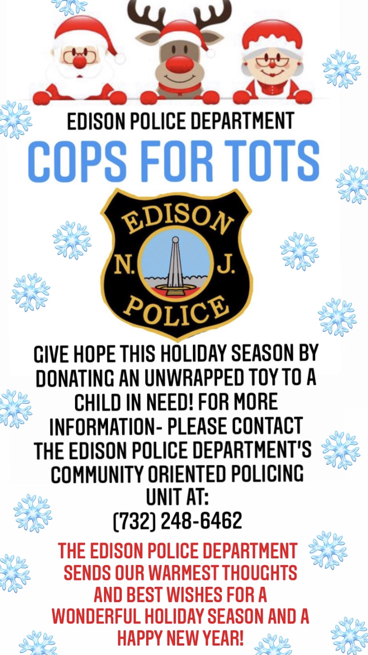 Edison police re-establish traffic and community policing units; COPS for TOTS campaign launches Nov. 27 to collect holiday toys for township families in need