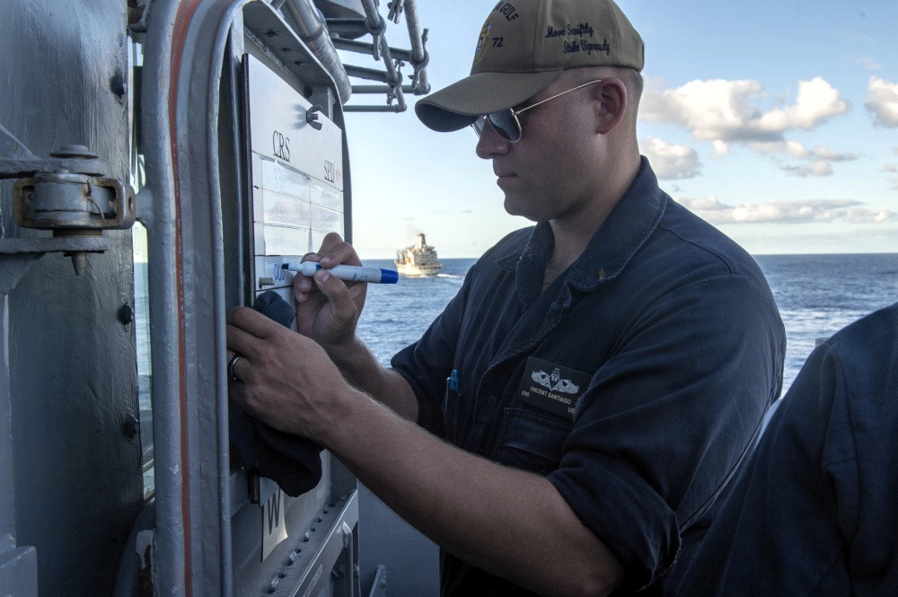 Sailor from Matawan assists with underway replenishment of missile cruiser in Atlantic Ocean