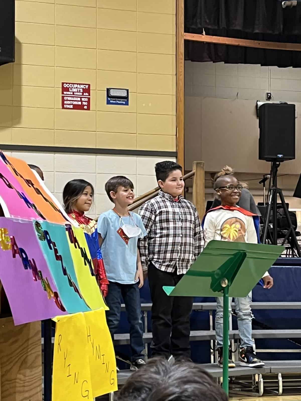 Judd students perform Superhero Assembly