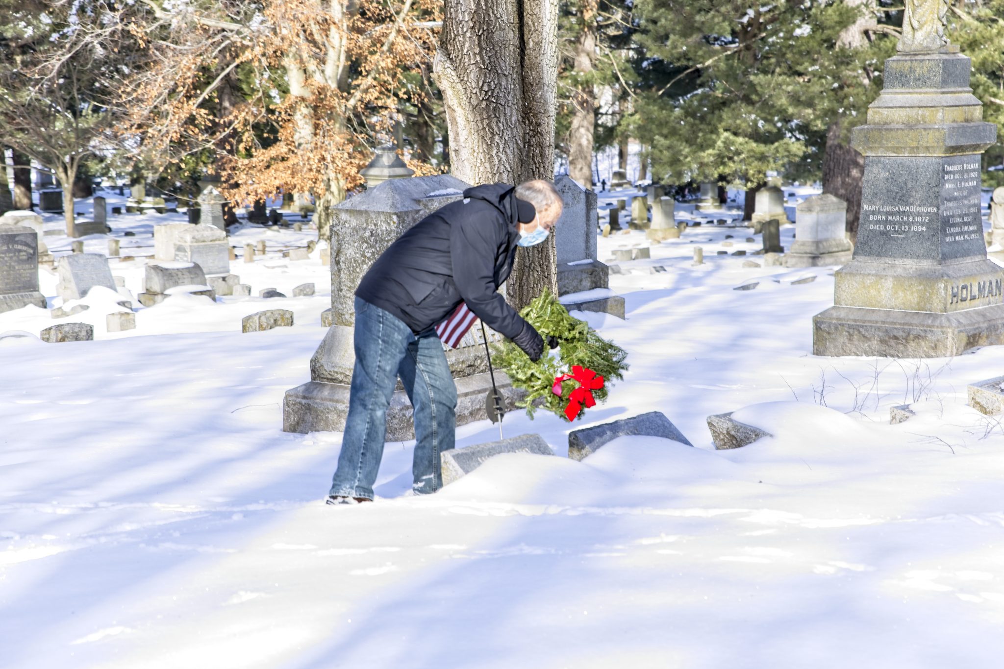 Wreaths placed at 650 gravesites in Elmwood Cemetery before the holidays