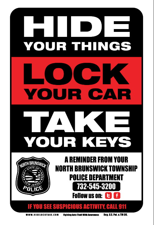 North Brunswick police remind residents to Hide, Lock, Take belongings