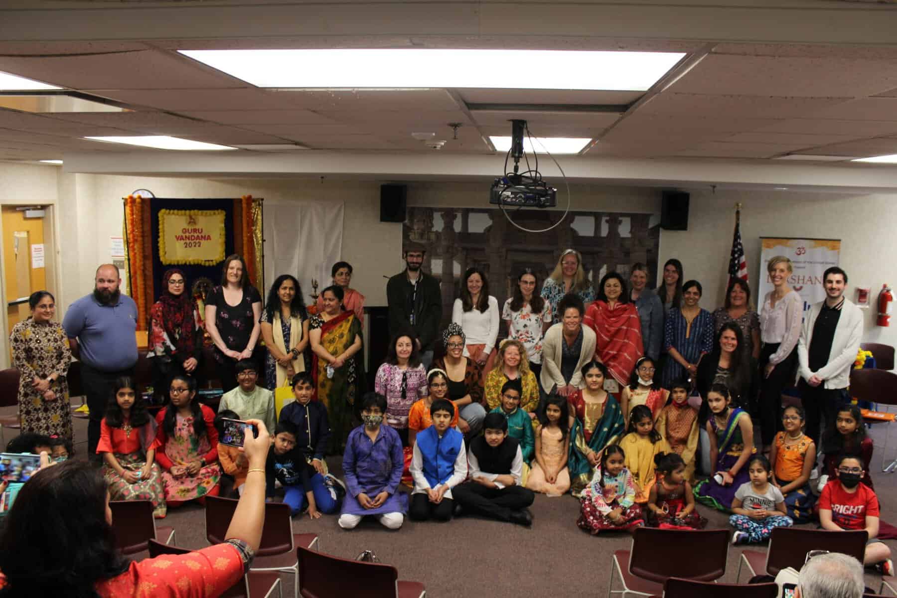 Hindu students celebrate their elementary school gurus