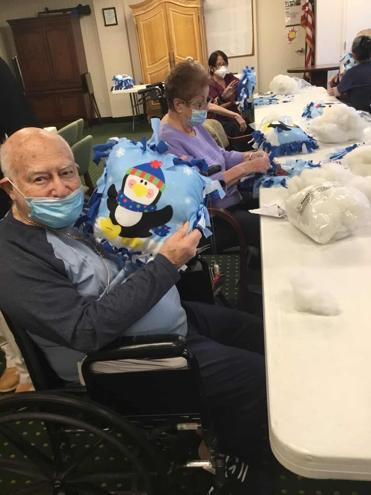 Brandywine senior sew blankets and pillows for children at CHOP