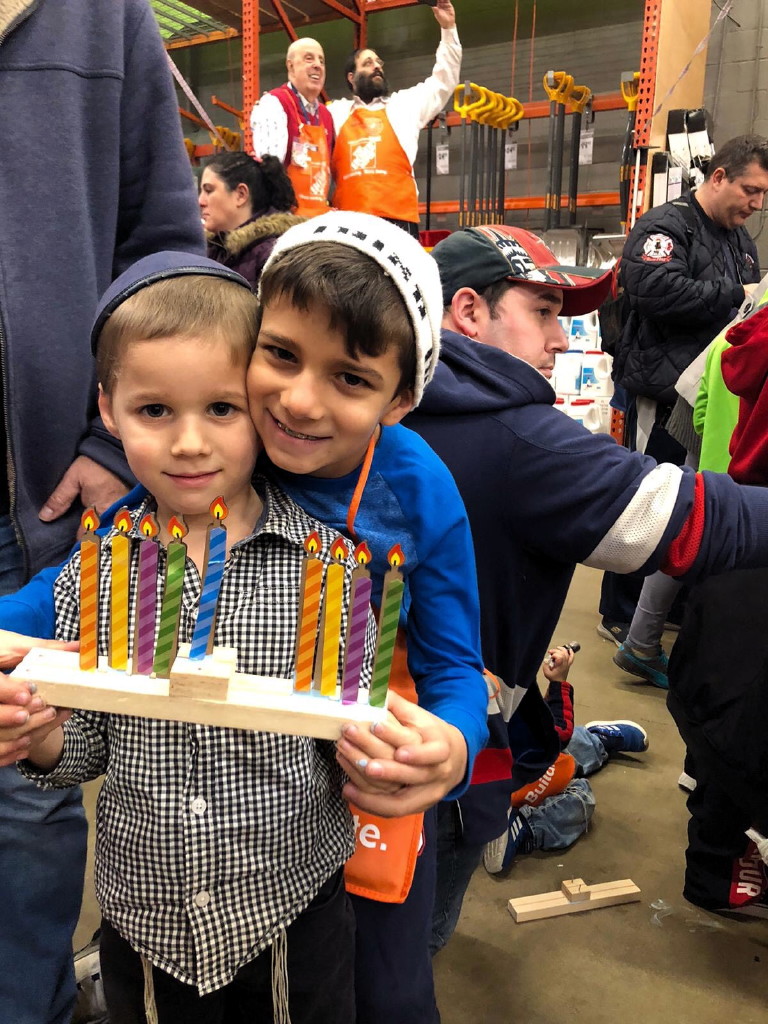 Residents build menorahs at Home Depot of Milltown, hosted by Chabad of South Brunswick