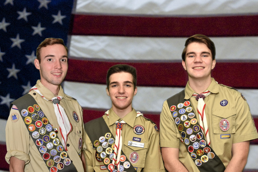 Three Scouts attain rank of Eagle