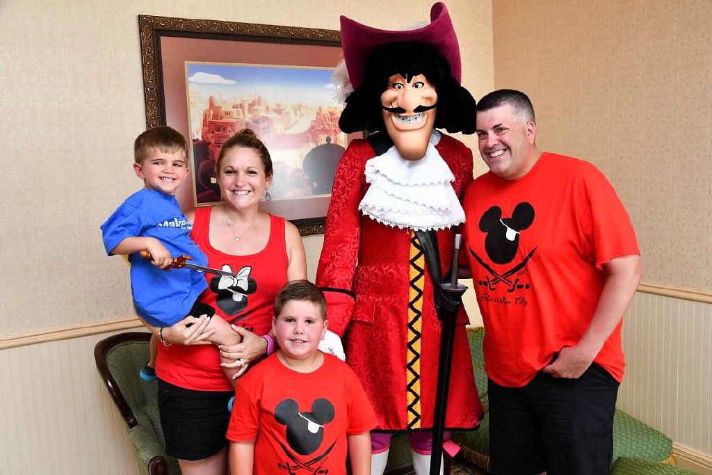 Young swashbuckler has wish fulfilled as he meets infamous Captain Hook