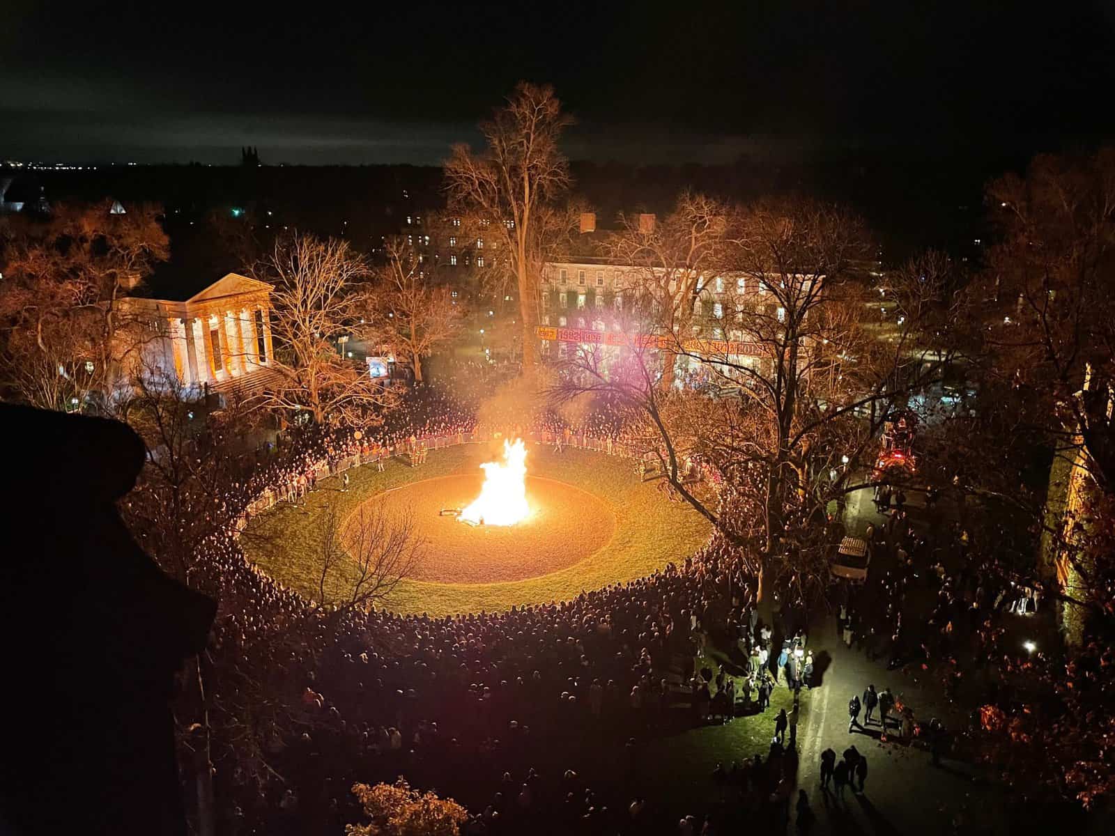 Bonfire tradition returns to Cannon Green as Princeton University celebrates football team’s season