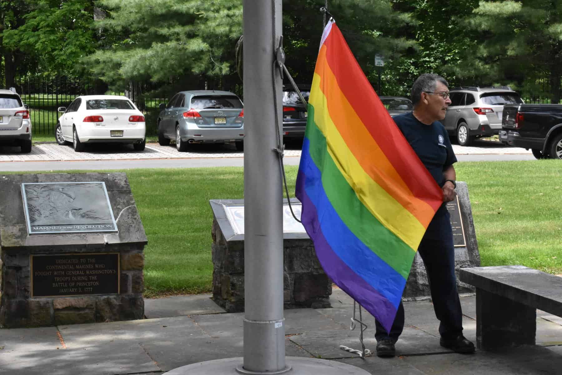 Princeton raises Pride flag over Monument Hall in honor of Pride Month