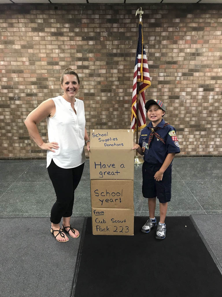 Cub Scout Pack 223 collects school supply items