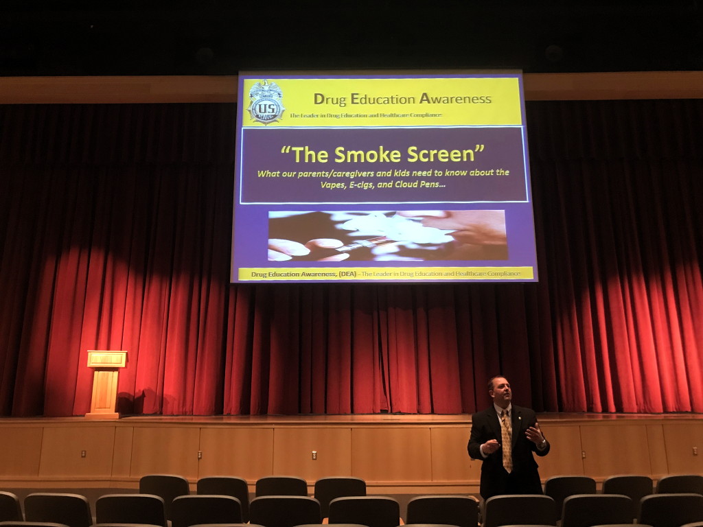 Retired DEA agent talks with residents about teenage e-cigarette usage