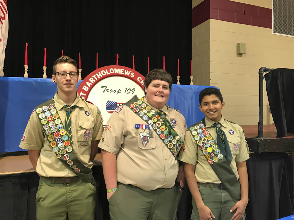 Troop 109 welcomes three new Eagle Scouts