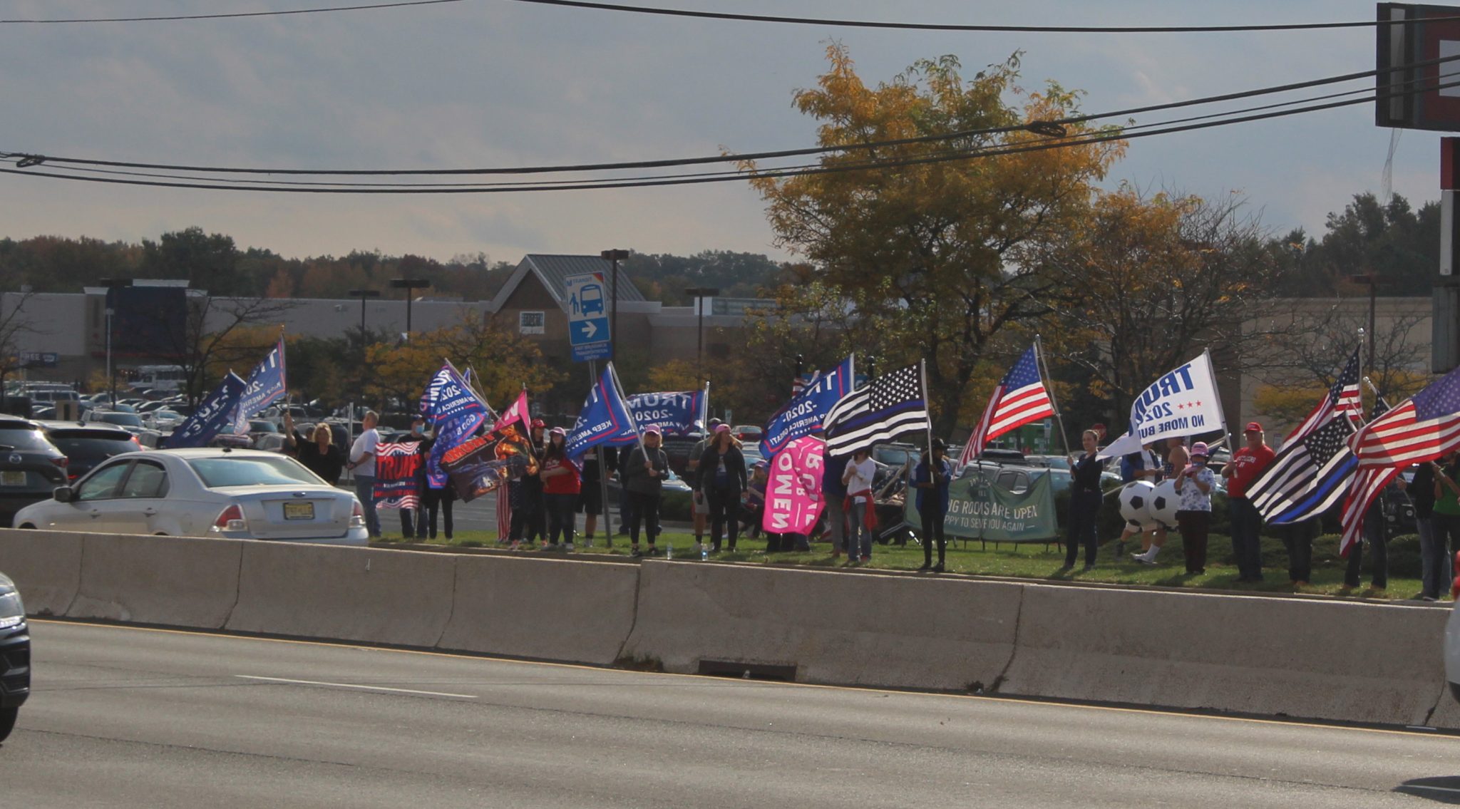 Trump supporters, counter protesters assemble along Route 18