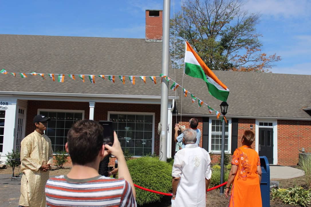 Agraj Seva Kenda celebrates Indian independence in front of new office