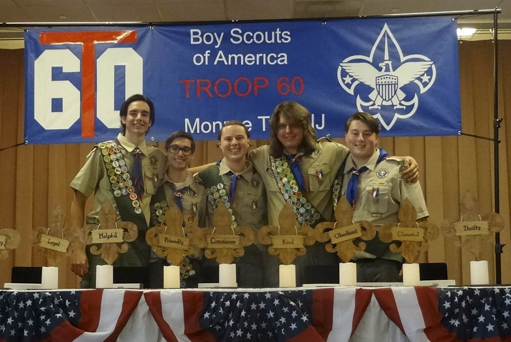 Five Monroe scouts celebrate Eagle honor