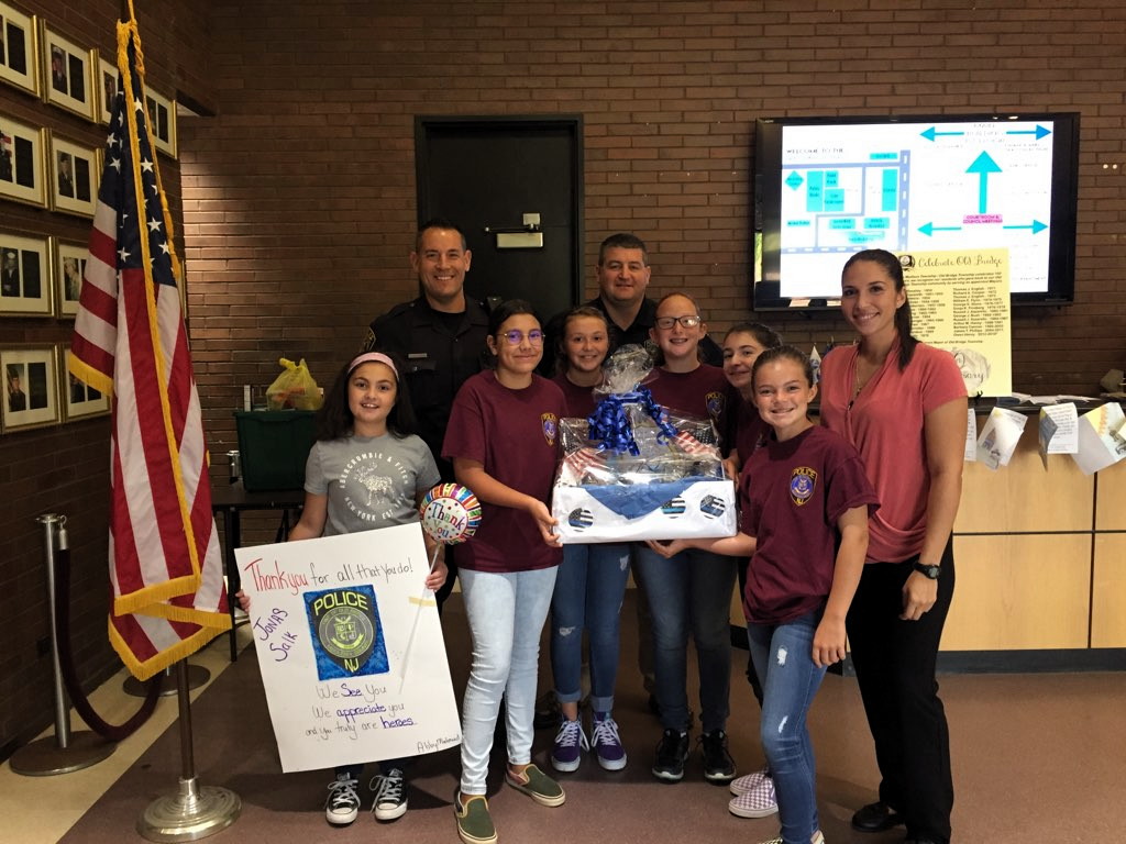 Salk Middle School students show appreciation to township police officers