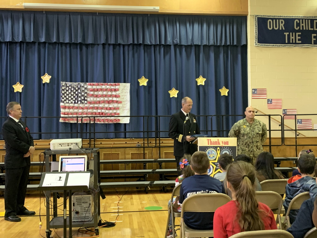 Serviceman who led project at Newbury School honored at assembly