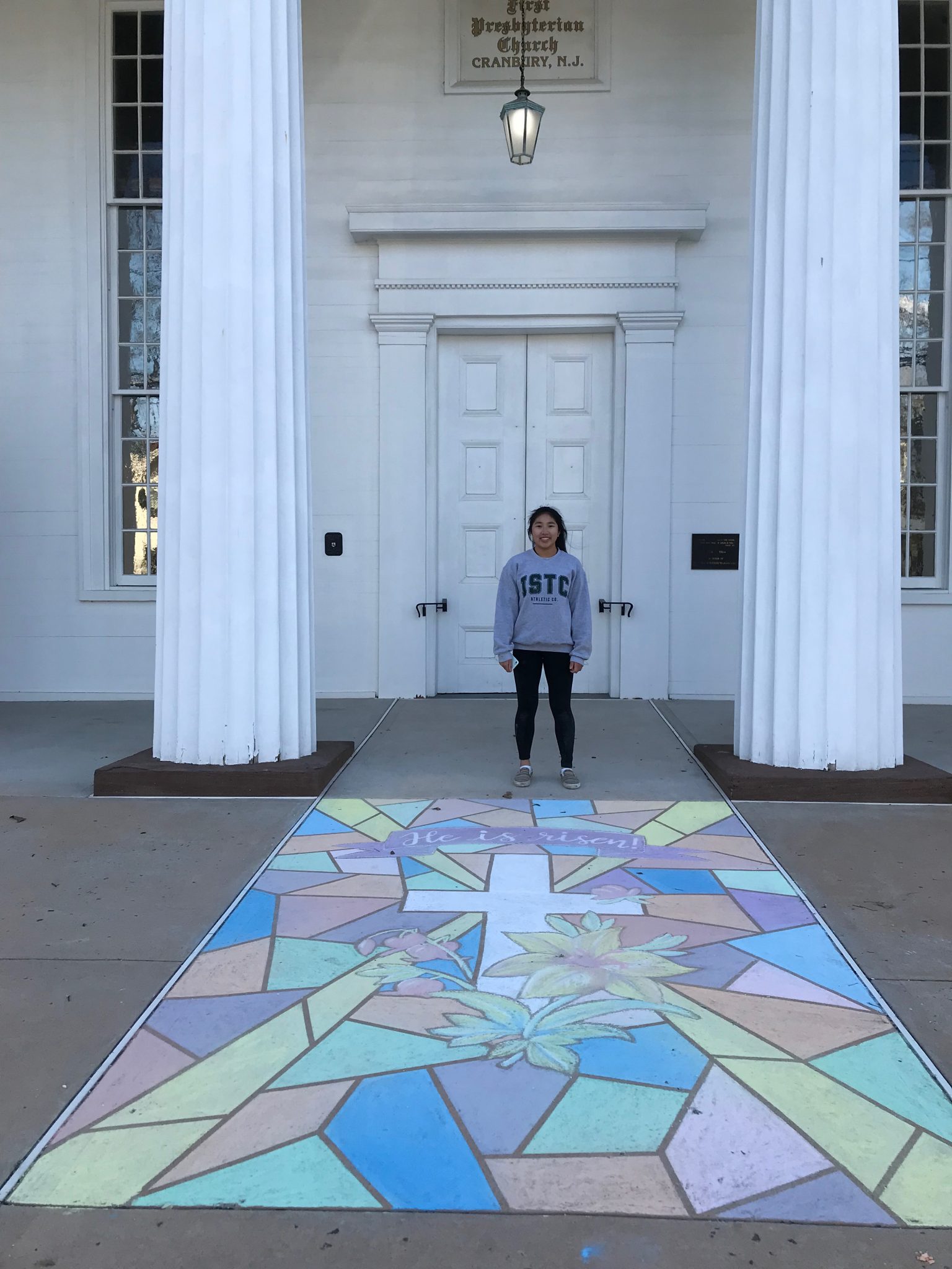 Notre Dame High School student creates chalk mural in Cranbury