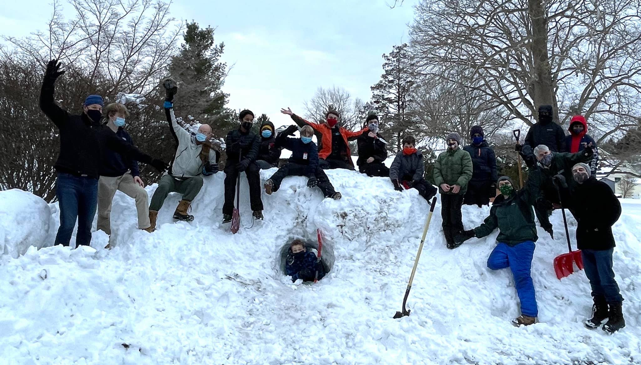 Cranbury Boy Scout Troop 52 builds snow shelters at First Presbyterian Church of Cranbury